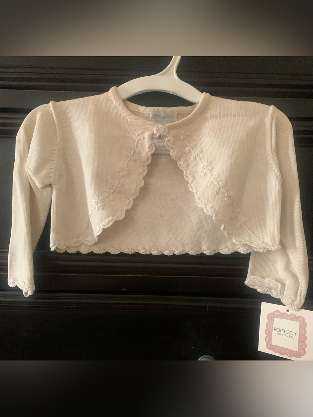 Perfectly Dressed Ivory Crochet-Trim Baby Bolero